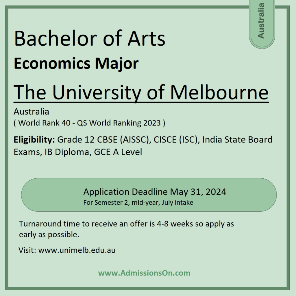 BA Economics University of Melbourne
