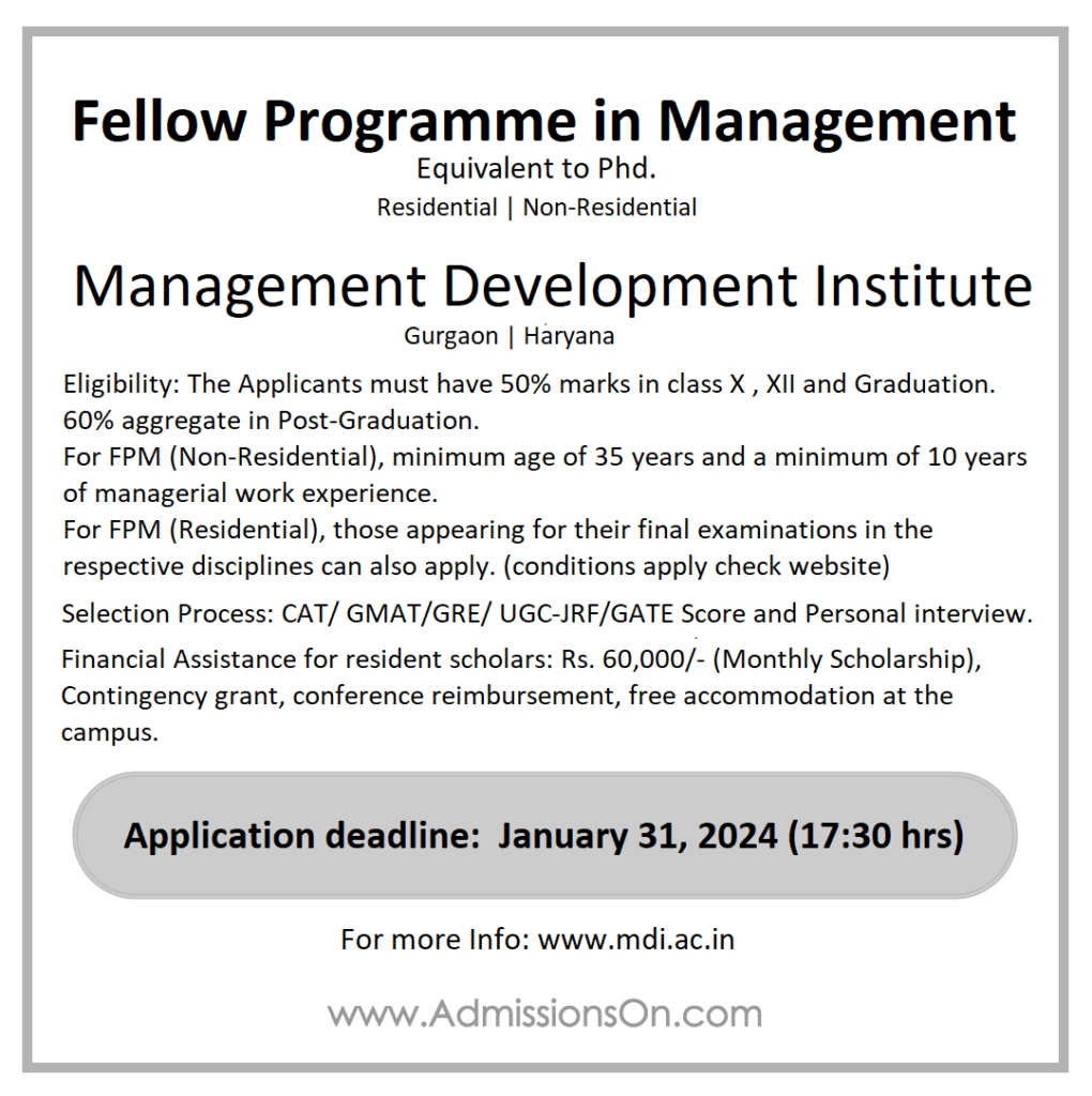 Fellow Programme in Management MDI