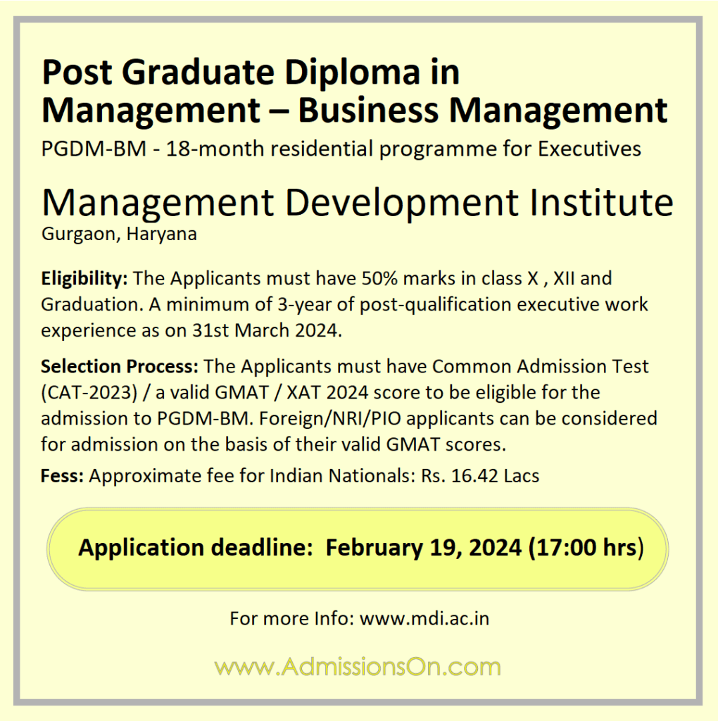 PGDM-BM MDI Gurgaon