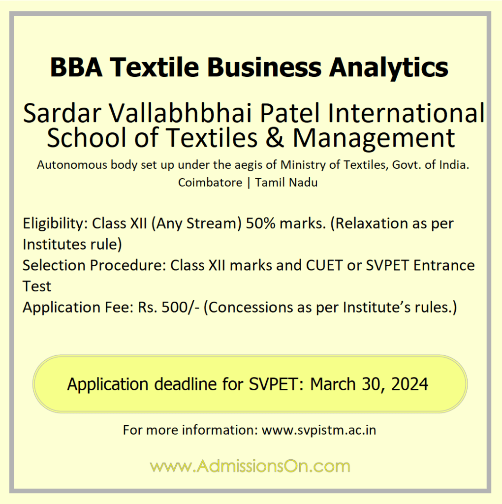 BBA Textiles Business Analytics - applications invited