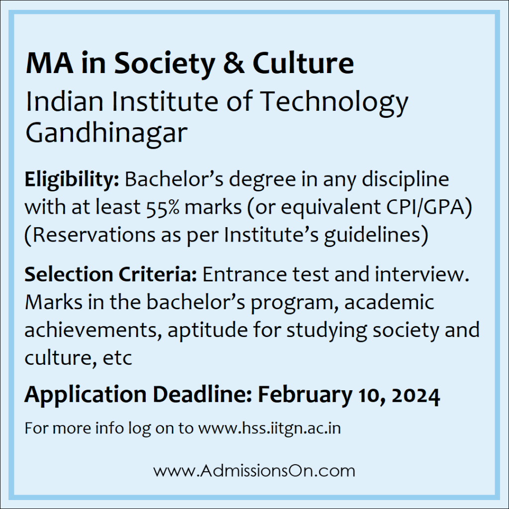 Applications invited for MA IIT Gandhinagar