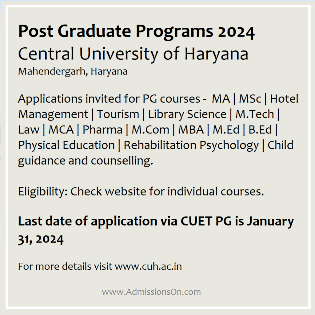 Admission Notice PG Haryana University
