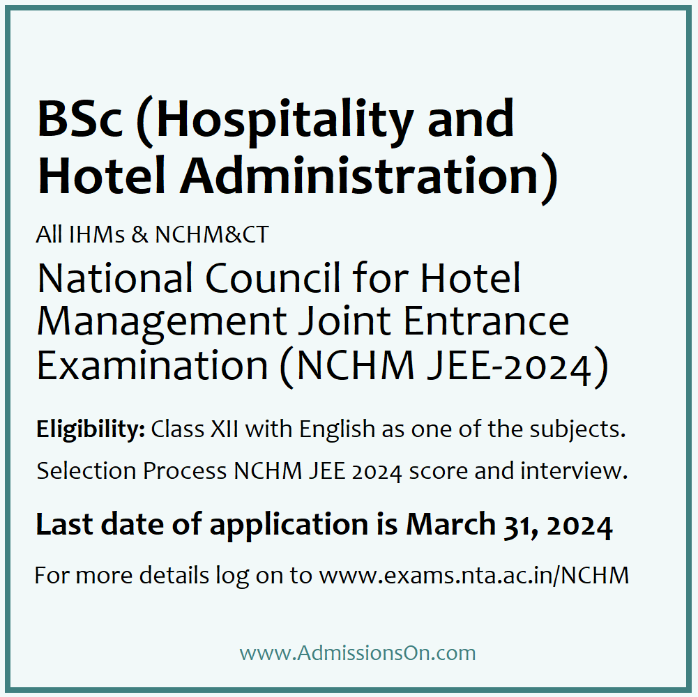 Admission notice BSc Hotel Management