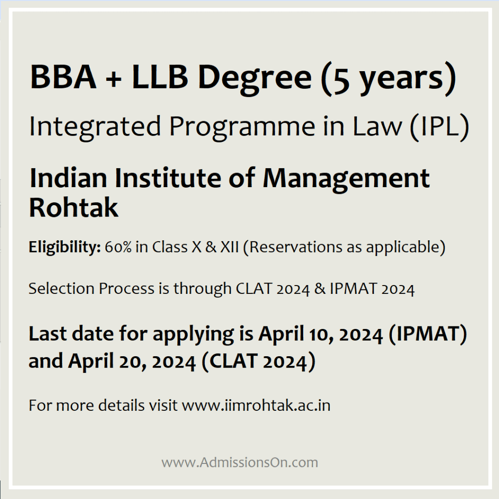 Admission notice for IPL IIM Rohtak