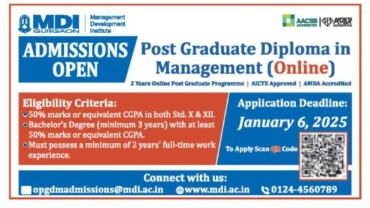 MDI Online PGDM 2025 1 official ad of MDI Online PGDM 2025