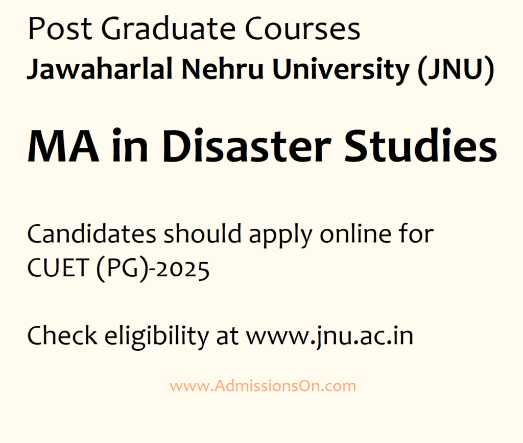 JNU MA in Disaster Studies Notice