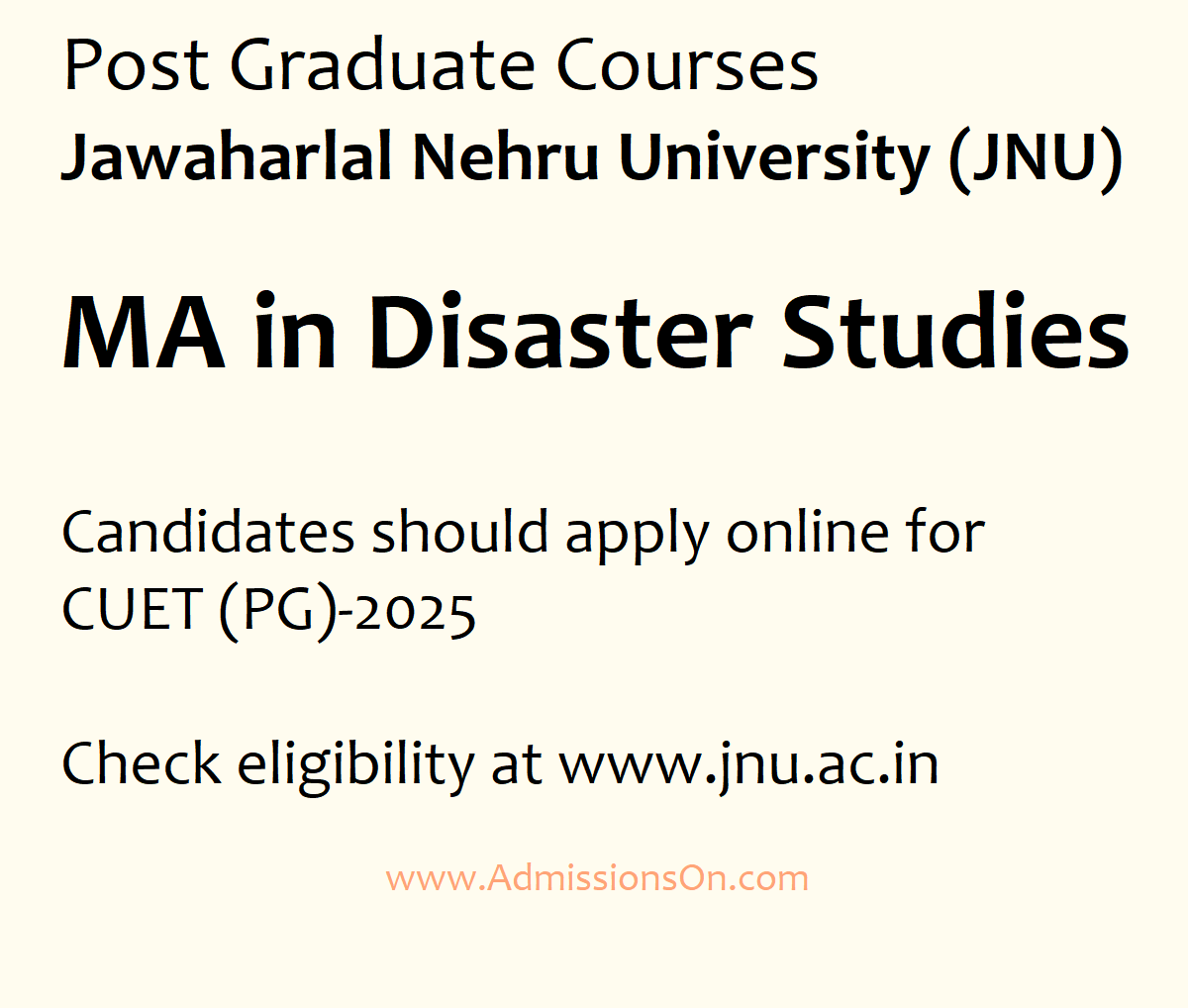 JNU MA in Disaster Studies Notice