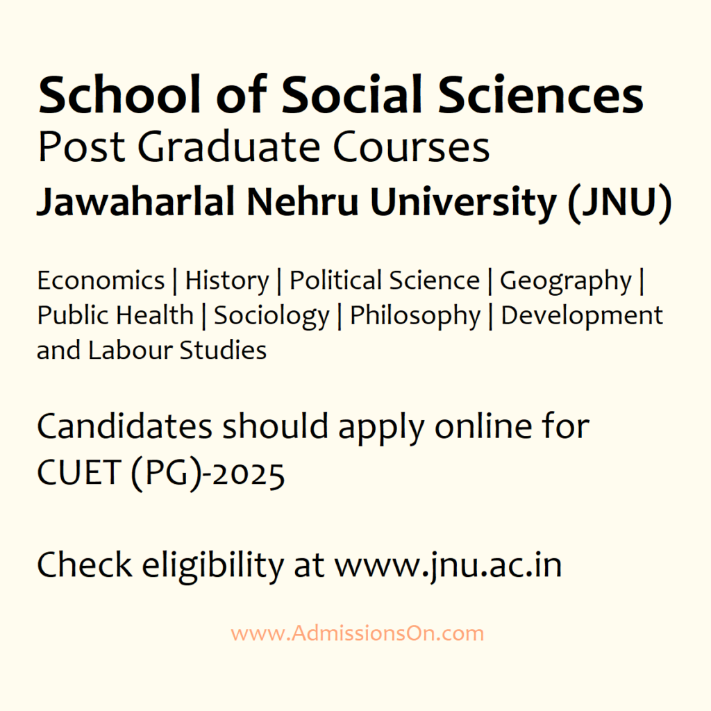 JNU Social Sciences PG Courses 2025 Notice