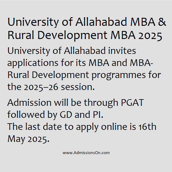University of Allahabad MBA 2025 -26 ADMISSIONS OPEN